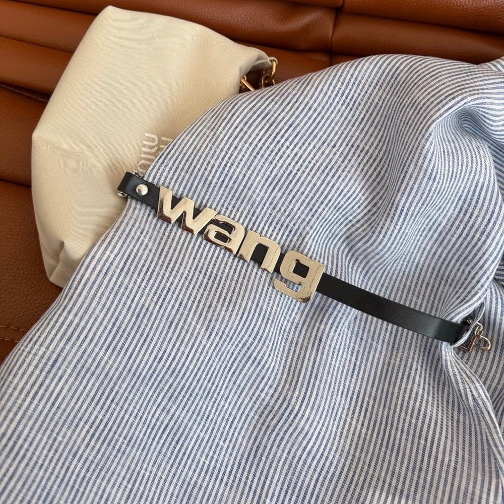 Alexander Wang letter-shaped belt chain embellishing linen shirt - Picture 4 of 7